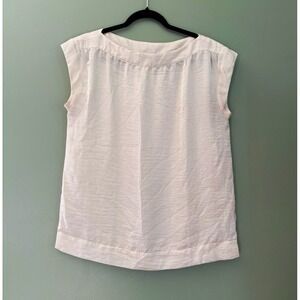 Talbots White Pleated Woven Polyester Round Neck Sleeveless Blouse Size 10